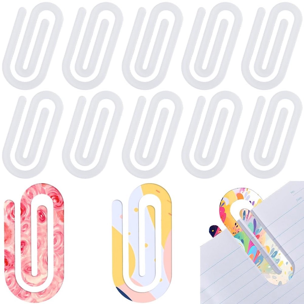 Dailygoods - Dailygoody - Blanco sublimatie paperclips - Thermische paperclips - Jumbo formaat - Wit - Doe-het-zelf accessoires - School en kantoor - 10 stuks