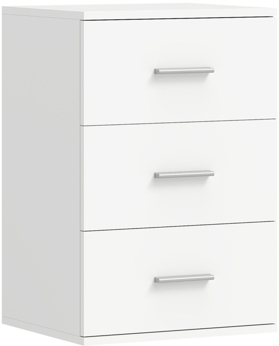 Nachtkastje Wit - Met 3 Laden - 40x35x60cm - Modern Bijzetkastje - MDF - Wit