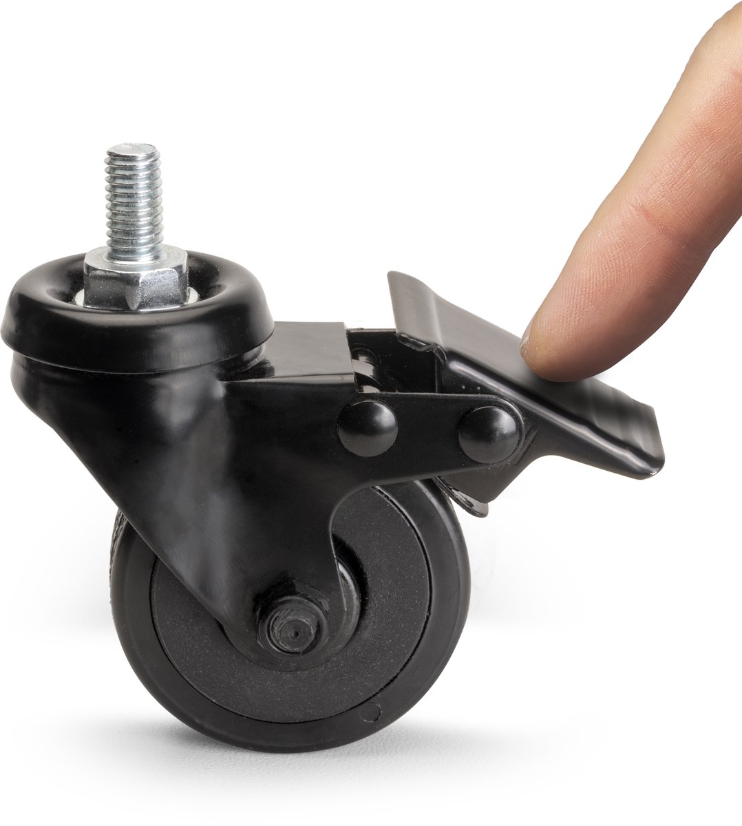 Emuca Set von 4 wielen Black met Bout, diameter 50mm, Plastic en Staal, Zwart