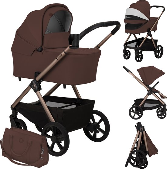 Lionelo Carmine 2 in 1 Kinderwagen – Reiswieg & Wandelwagen – GravelTech Wielen – Anti-Reflux Hoofdsteun – 3D Ventilatie – AiryDots Matras – Compact Opvouwbaar met Zitje – UPF50+ & Waterdichte Stoffen – Tot 22 kg