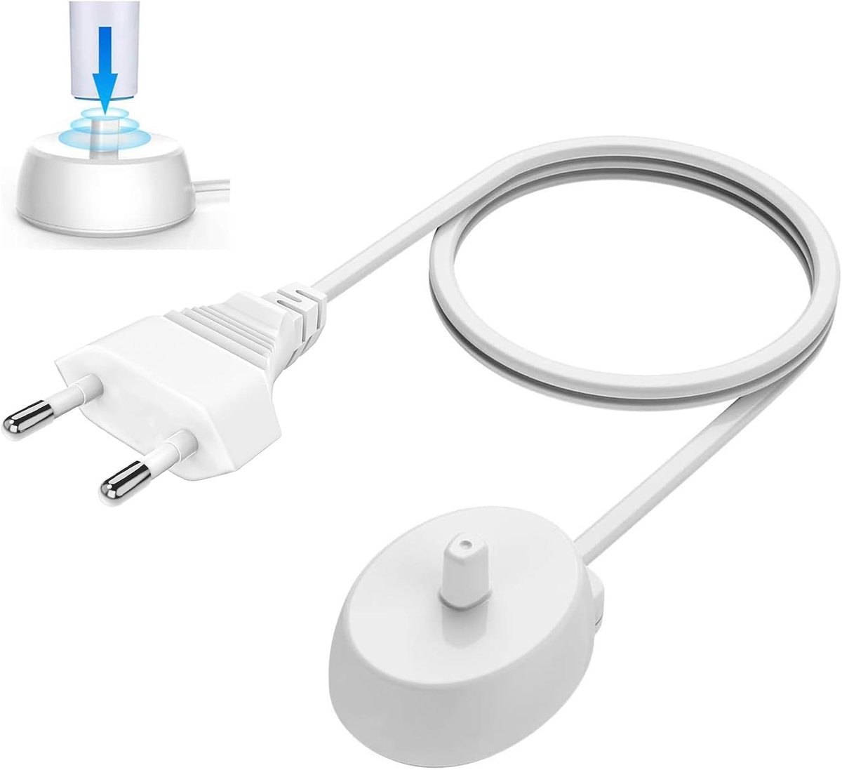 Geschikt voor Oplader geschikt voor Braun Oral-B compatibel Pro Pro 3 3500 Series 3 Plus Genius X iO2 iO3 iO4 iO5 iO6 Tandenborstel, Type 3757 Laadstation geschikt voor Oral B IP67 Waterdicht Draagbaar Oplader, Wit, 1M