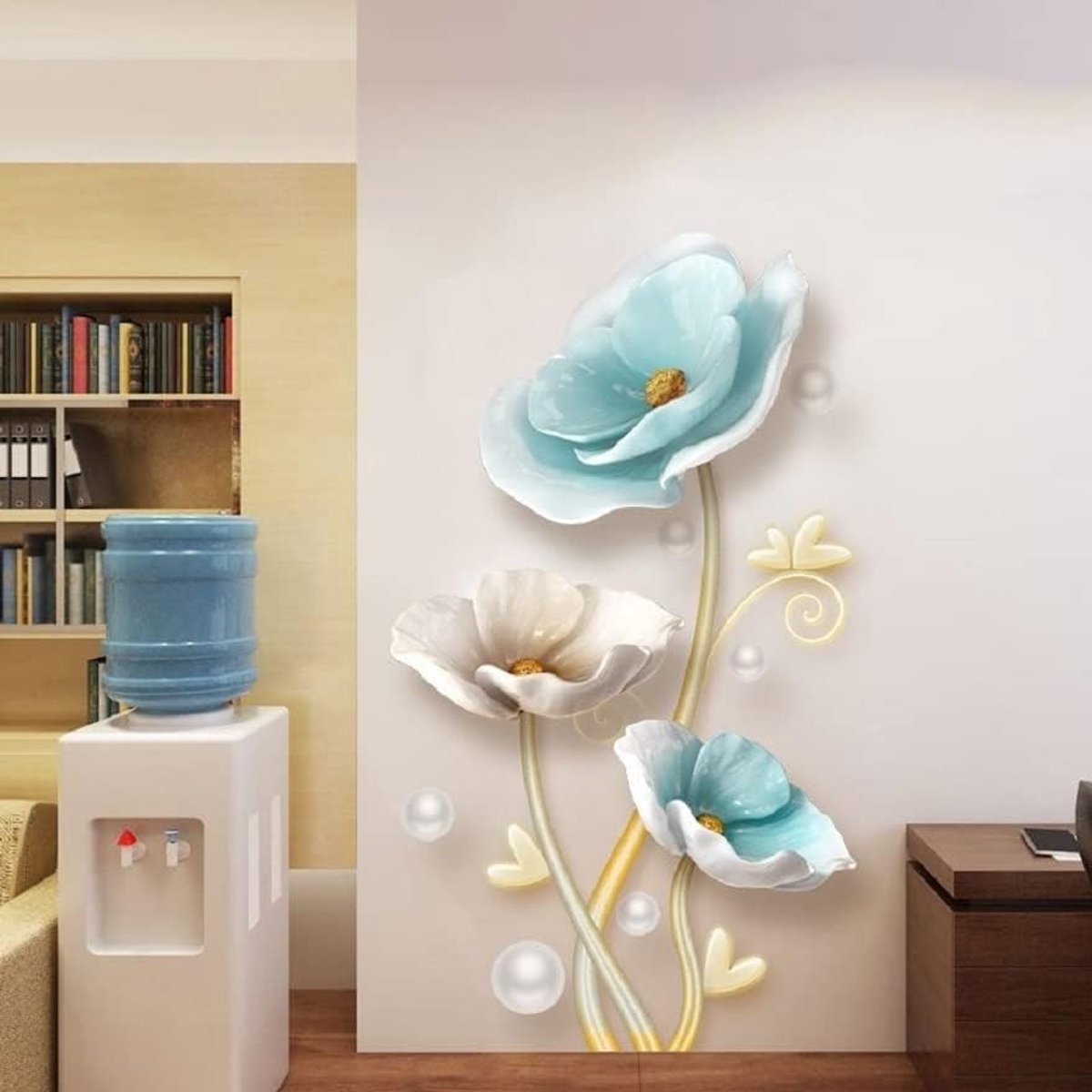 Dailygoods - Dailygoody - Muursticker XXL - Bloemen Wanddecoratie - Blauwe Tulp - Muur Sticker - DIY Muur Decoratie - Geschikt voor Woonkamer en Slaapkamer