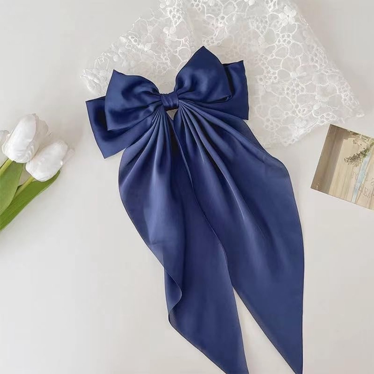Dailygoods - Elegante Haarspelden met Grote Strik in Marineblauw