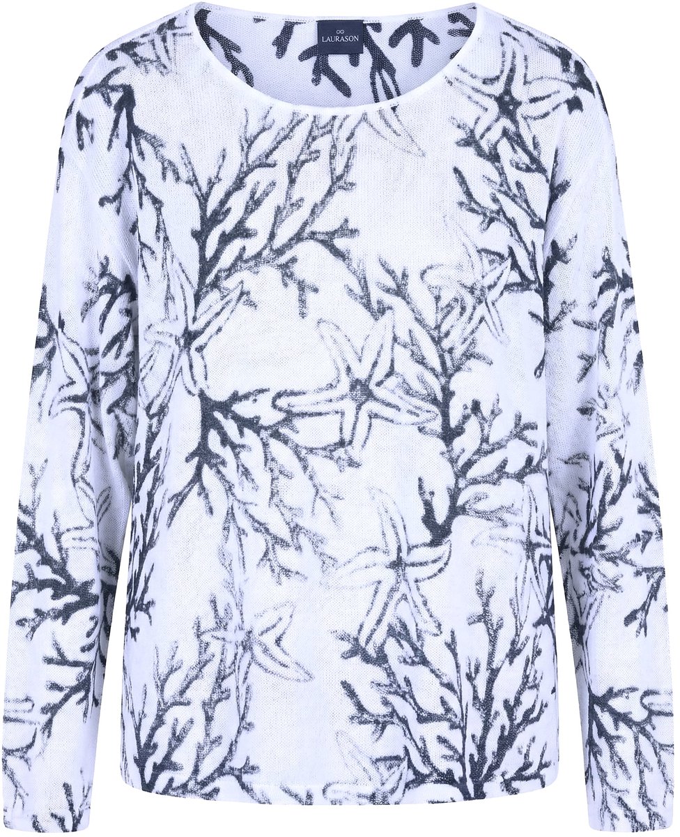 Laurasøn - Dames - Trui met print lange mouwen - Marine - Maat 48+