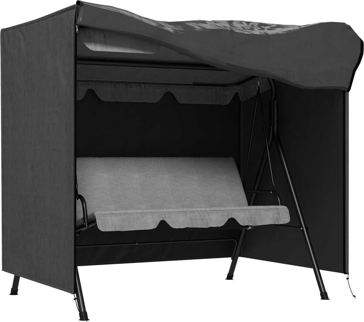 Donkergrijs 3-Zits Schommelhoes-420D Oxford-Waterdicht UV-Bestendig-Tuin 177x114x152cm