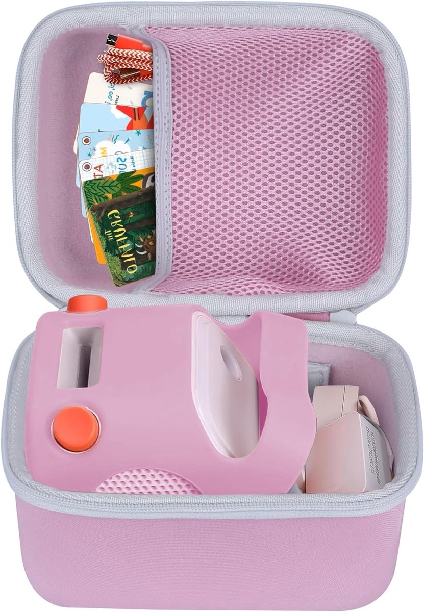 Hard Case voor Yoto Player - Bescherming voor Kinderspeaker, Audioboeken en Muziek - Roze en Off White Design