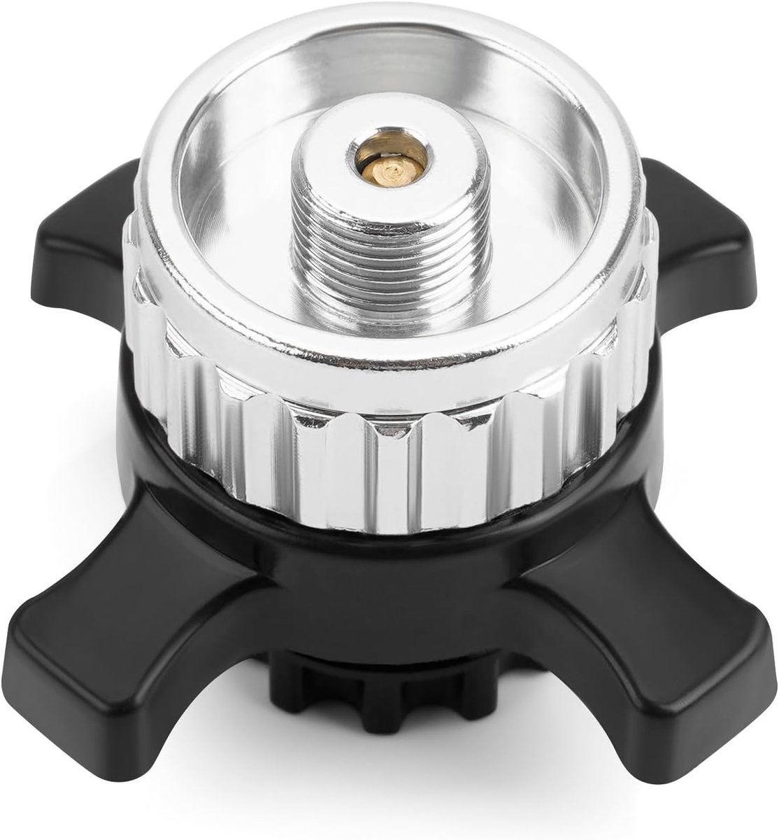 Adapter voor gasfornuizen, omzet een gasfles met bajonetsluiting naar een gasfles met 7/16 inch schroefdraad, gasbranderadapter voor kampeerfornuizen, zilverkleurig, 1 stuk