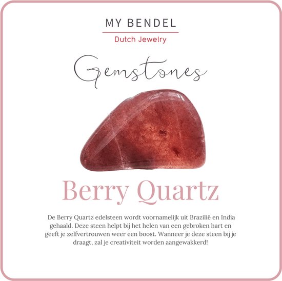 Berry Quartz edelsteen in een appelvorm, met de tekst 'MY BENDEL' en 'Gemstones'.