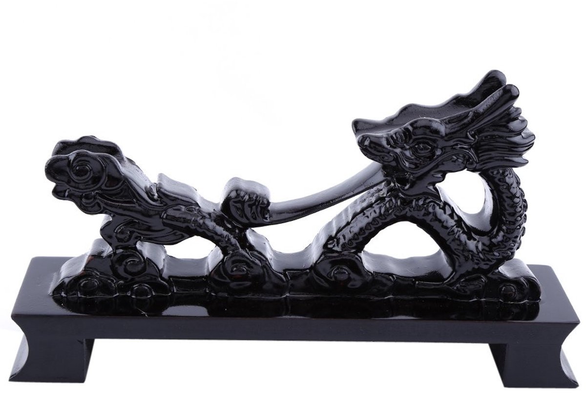 Allecto - Chinese Draak - Houten Zwaardhouder - Perfect voor Verzamelaar - Zwart - Katana Display - Uniek Design - Geschikt voor Thuisdecoratie