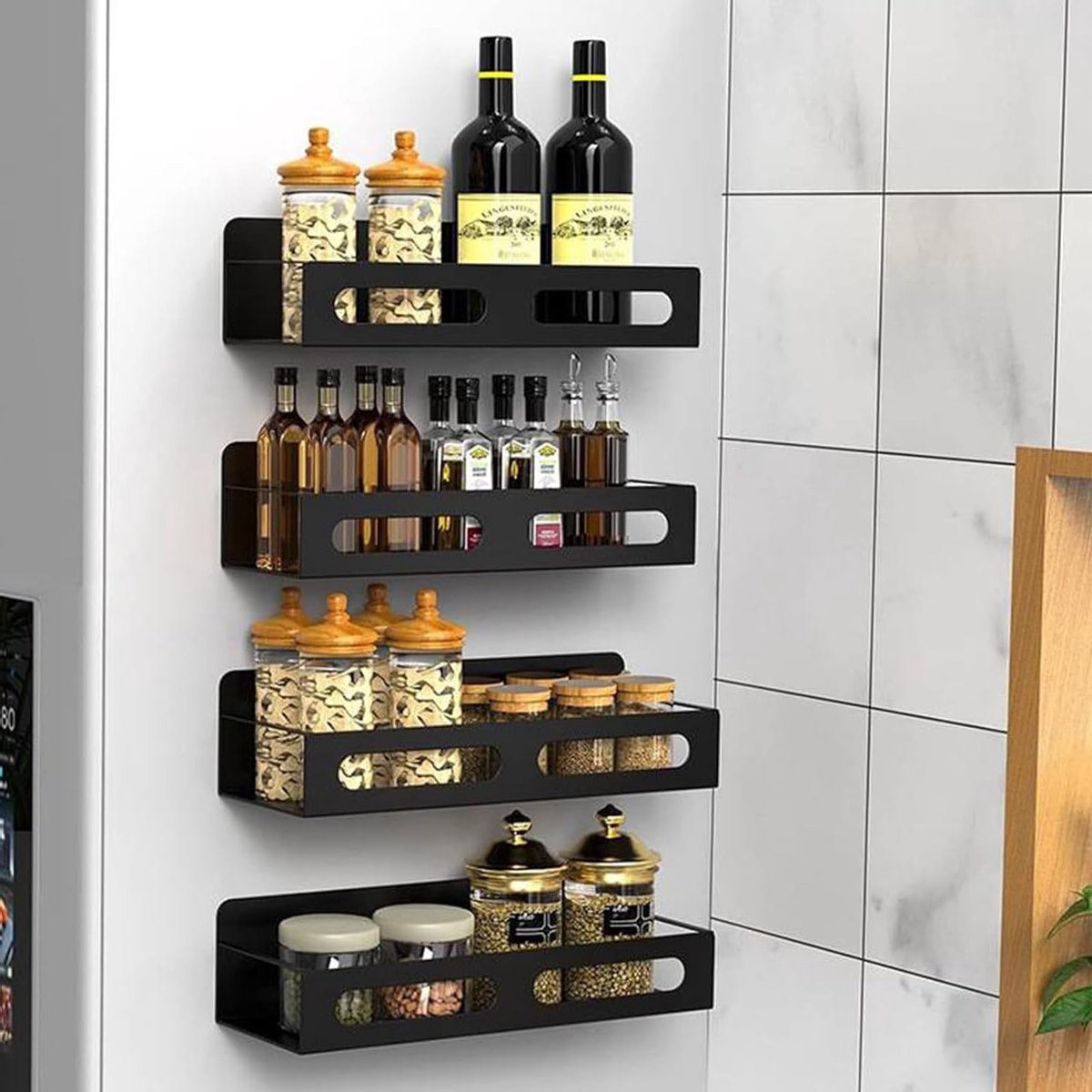 Kruidenrek voor de Koelkast, Magnetisch Keuken Organizer, Hangend Kruidensysteem voor Makkelijk Toegang en Ruimtebesparing