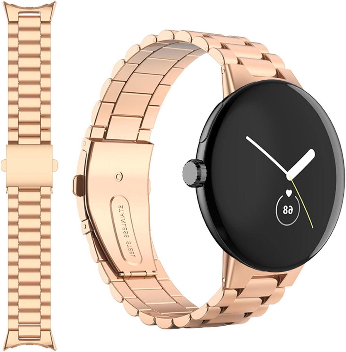 Metalen Horlogeband - RVS Bandje - Smartwatch Personaliseren - Dubbele Vouwsluiting - 41 mm - Zilver