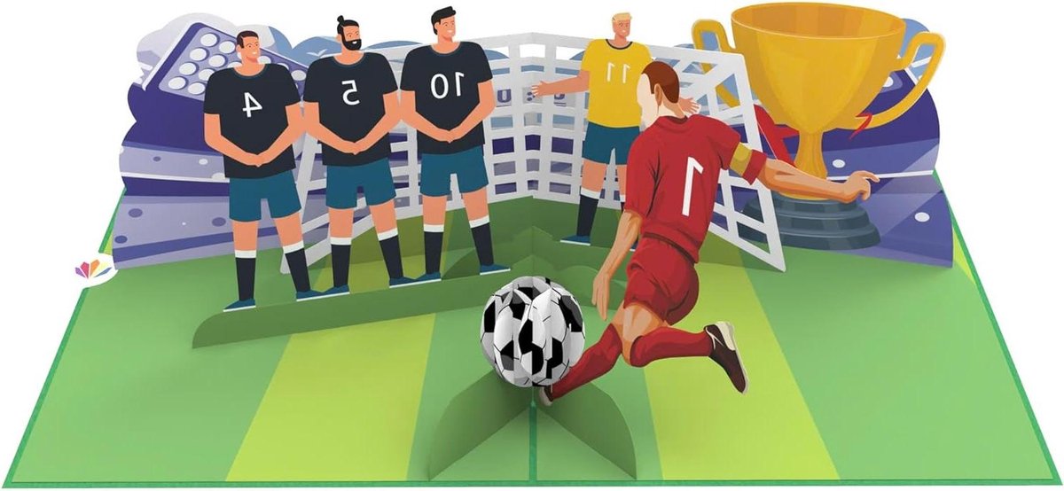 Pop-up Kaart Voetbal - 3D Wenskaart Voetbalkaart - Gefeliciteerd - Handgemaakt Papierkunstwerk - 14cm x 19cm - Groen