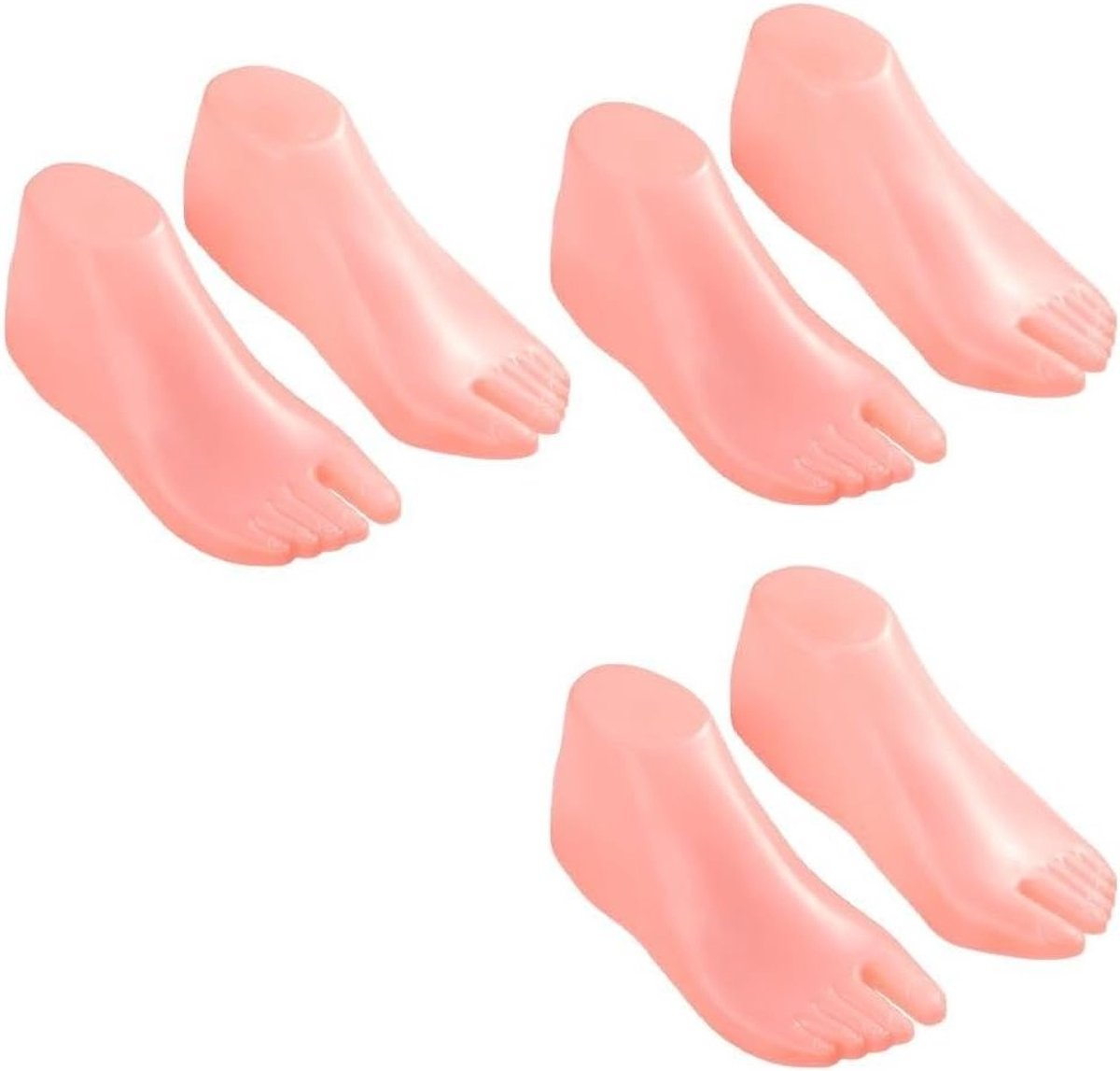 4 Paar Plastic Voetmodellen voor Sokken en Sandalen, 8.5cmx22.5cm Mannequin Voetstandaards voor Schoen- en Sieradenpresentatie, Licht Koraalroze