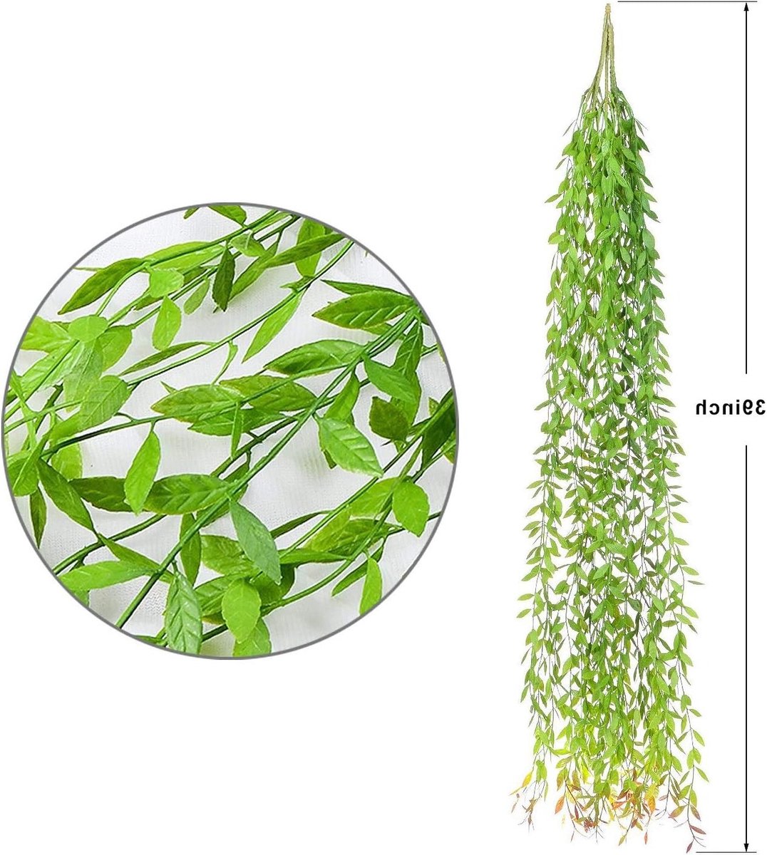Kunststof wilgenwicker bloemenplant met groene bladeren voor wanddecoratie en interieurverlichting