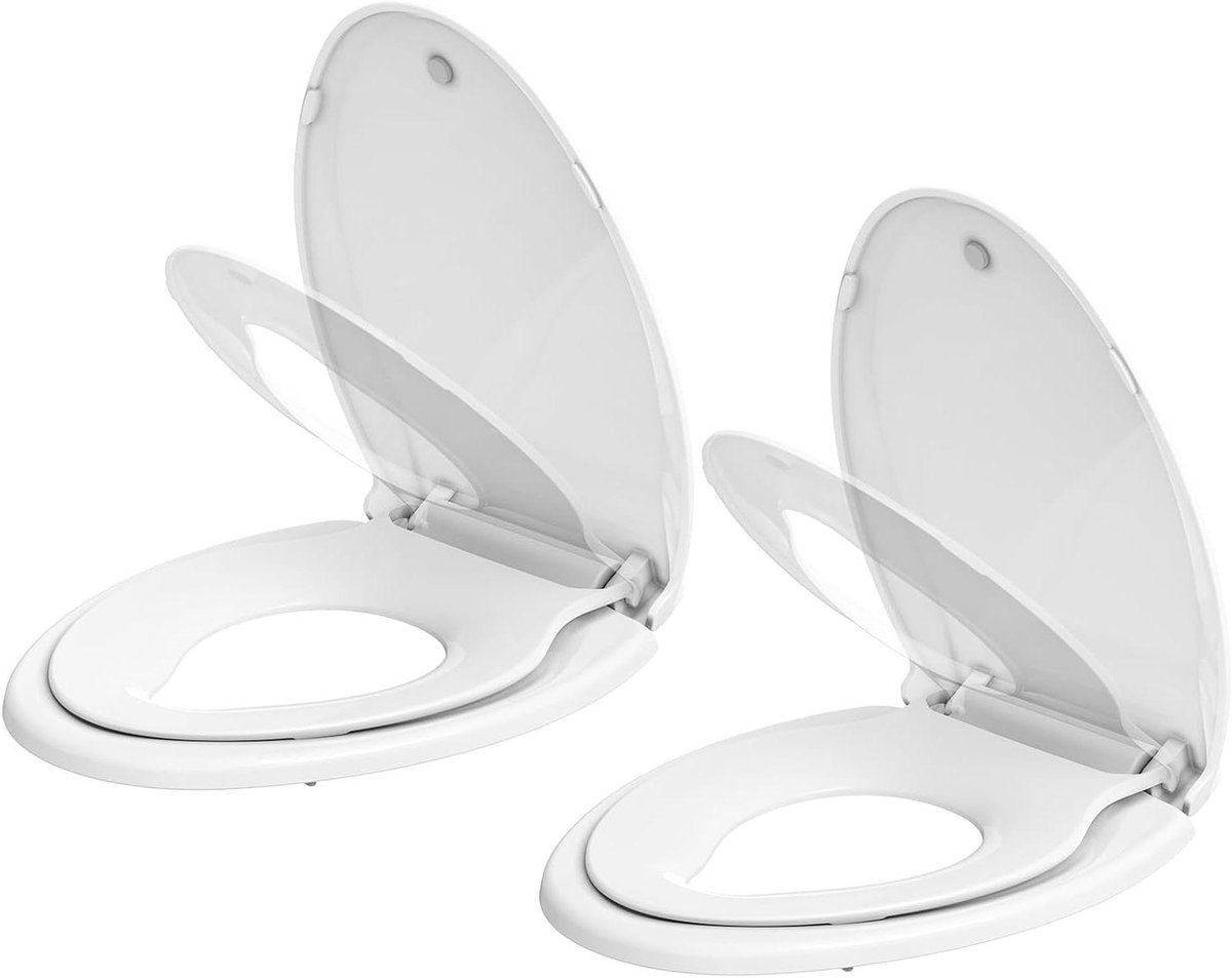 Toiletbril met Kinderzitje - WC-bril Potjesbril - Zindelijkheidstraining - Ingebouwd peuterzitje - Langwerpig - Wit