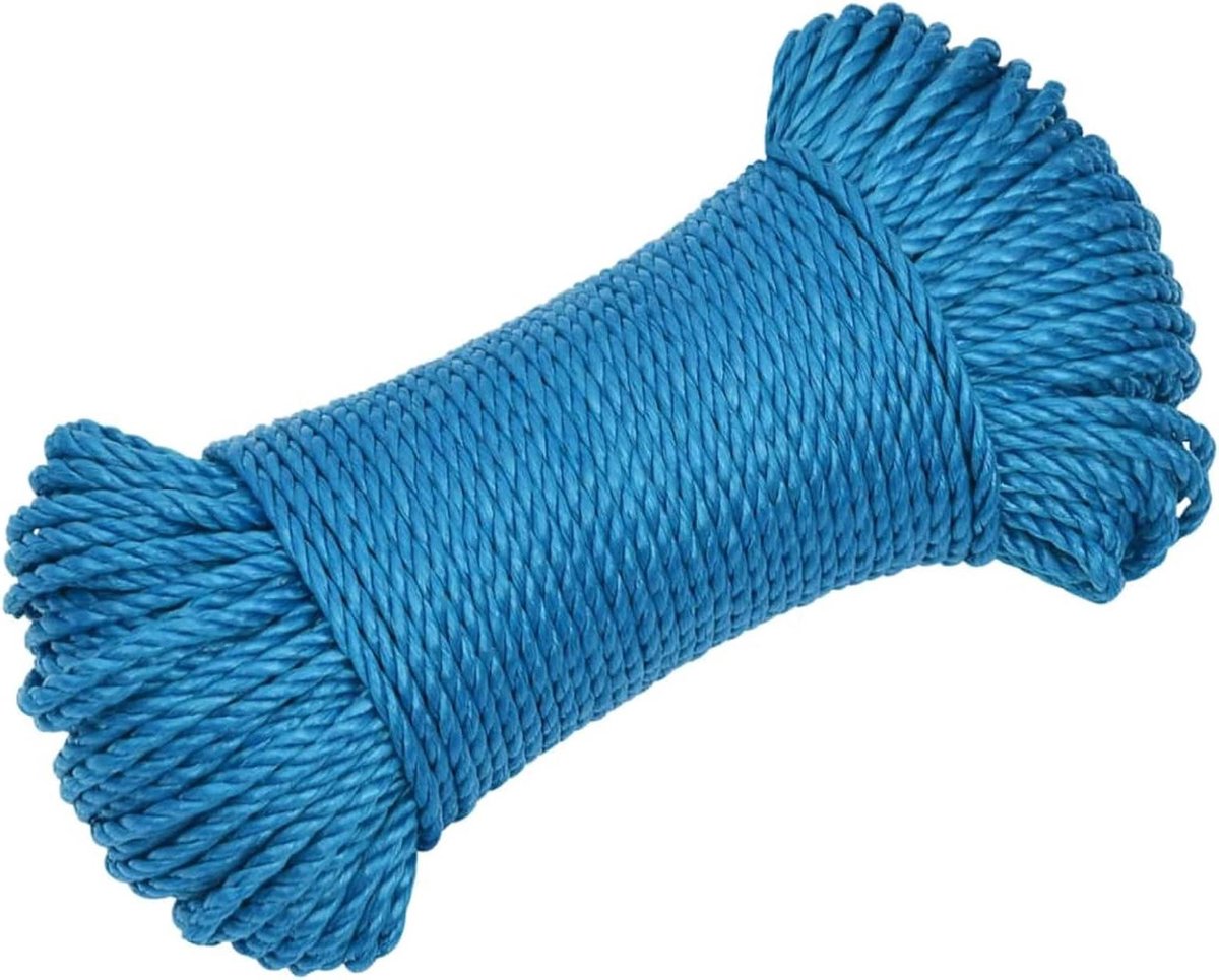 Polypropyleen Touw - Werktouw Gevlochten Lijn - Universeel Bevestigen - Waterdicht Drijvend - 8 mm 25 m - Blauw