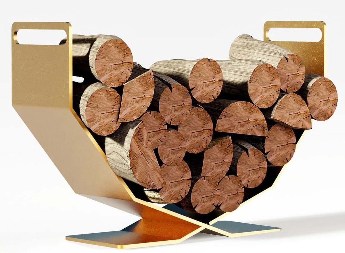 Brandhoutrek - Houtopslag Rek - Haardhout Organiseren - Zwaar Gelegeerd Staal - 45 cm Breed - Goud