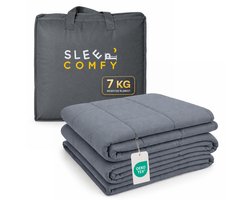 Sleep Comfy Verzwaringsdeken - 7 kg - 150x200cm - Weighted Blanket - Ontspannende Druk - Rustgevend - Comfortabel voor Alle Seizoenen - 4 Seizoenen - Hoogwaardig Materiaal - Grijs