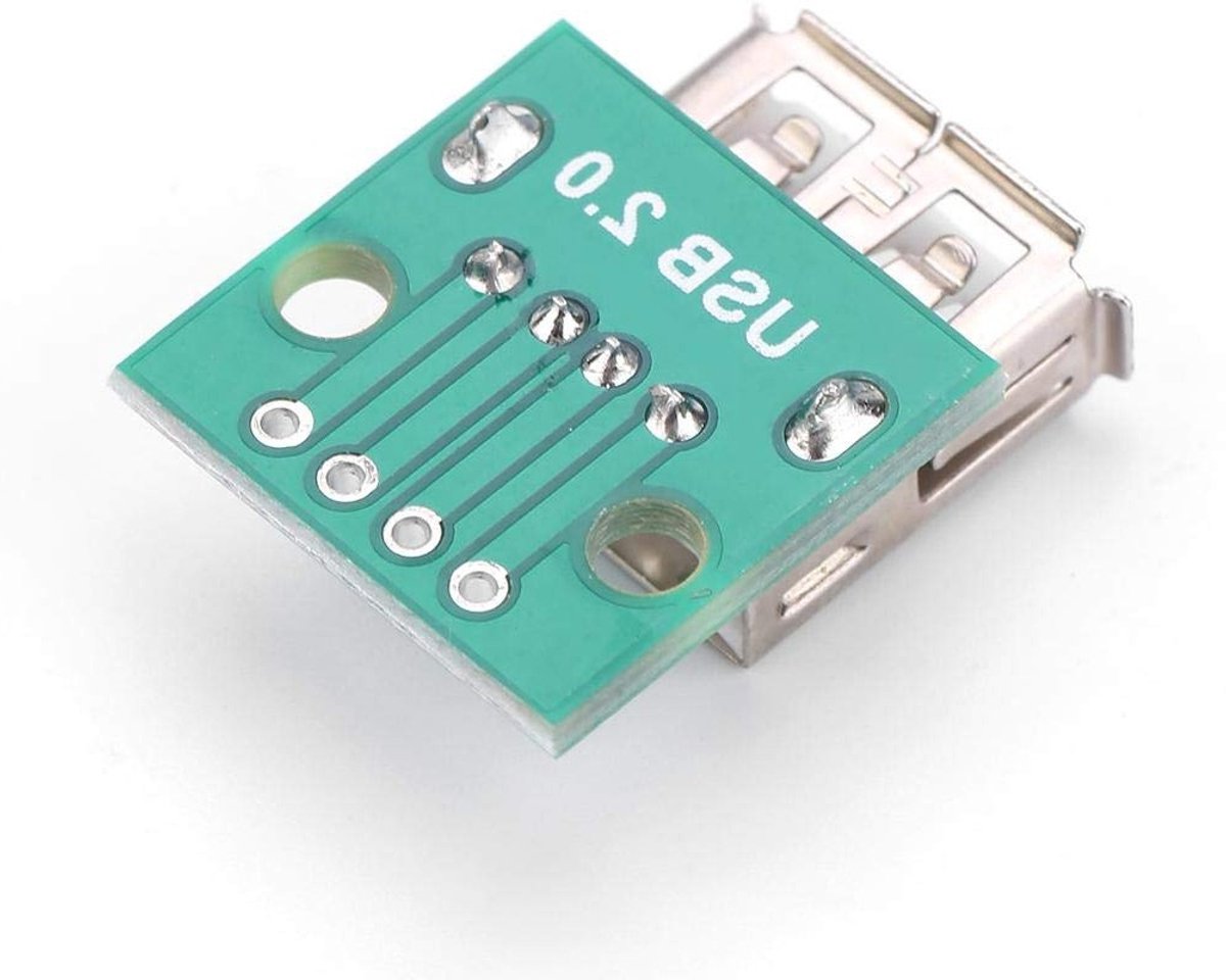 USB Breakout Board 10 Stuks - USB naar DIP Adapter 2.54mm, Type A, 4 Pin, PCB Connectoren