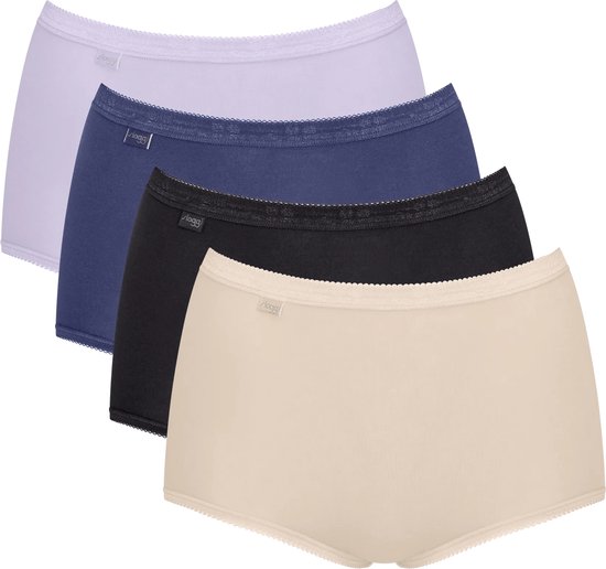 Sloggi Women Basic+ Maxi (4-pack) - dames slip - lila - paars - zwart en offwhite