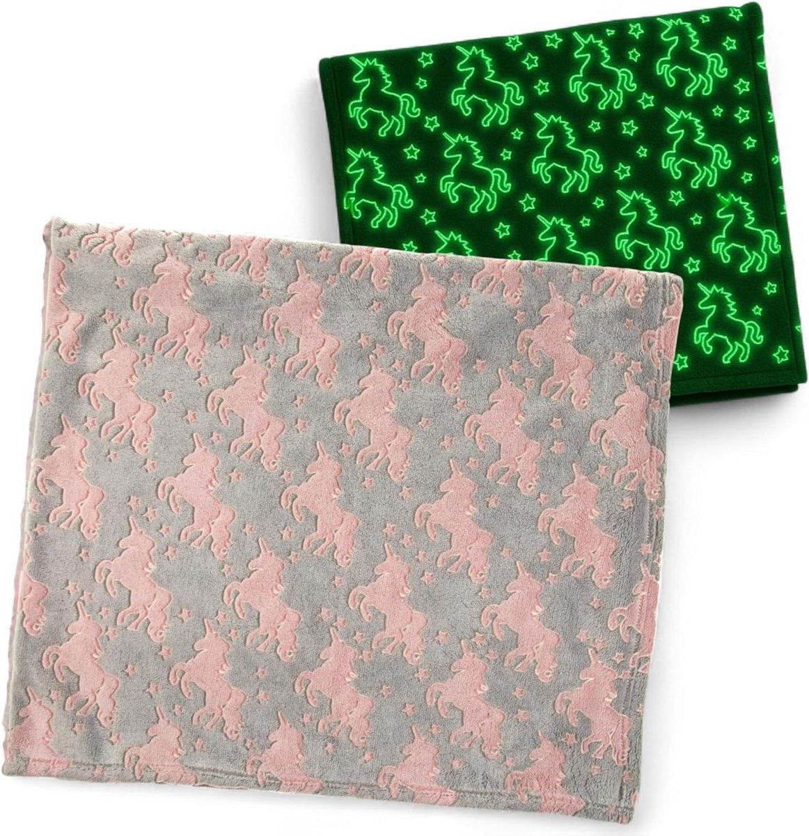 Knuffeldeken met motief - Woondeken Glow-in-the-dark - Gezelligheid en decoratie - Oplichtend effect - 150 x 130 cm - Grijs