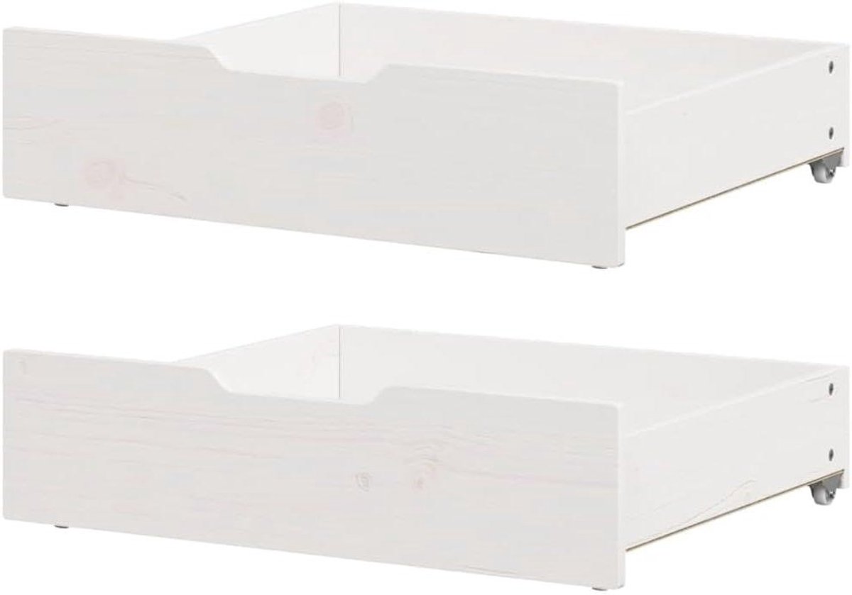 Bedlades - Onderbedcommode - Opbergen - Met Wielen - 75 x 55 x 16 cm - Wit