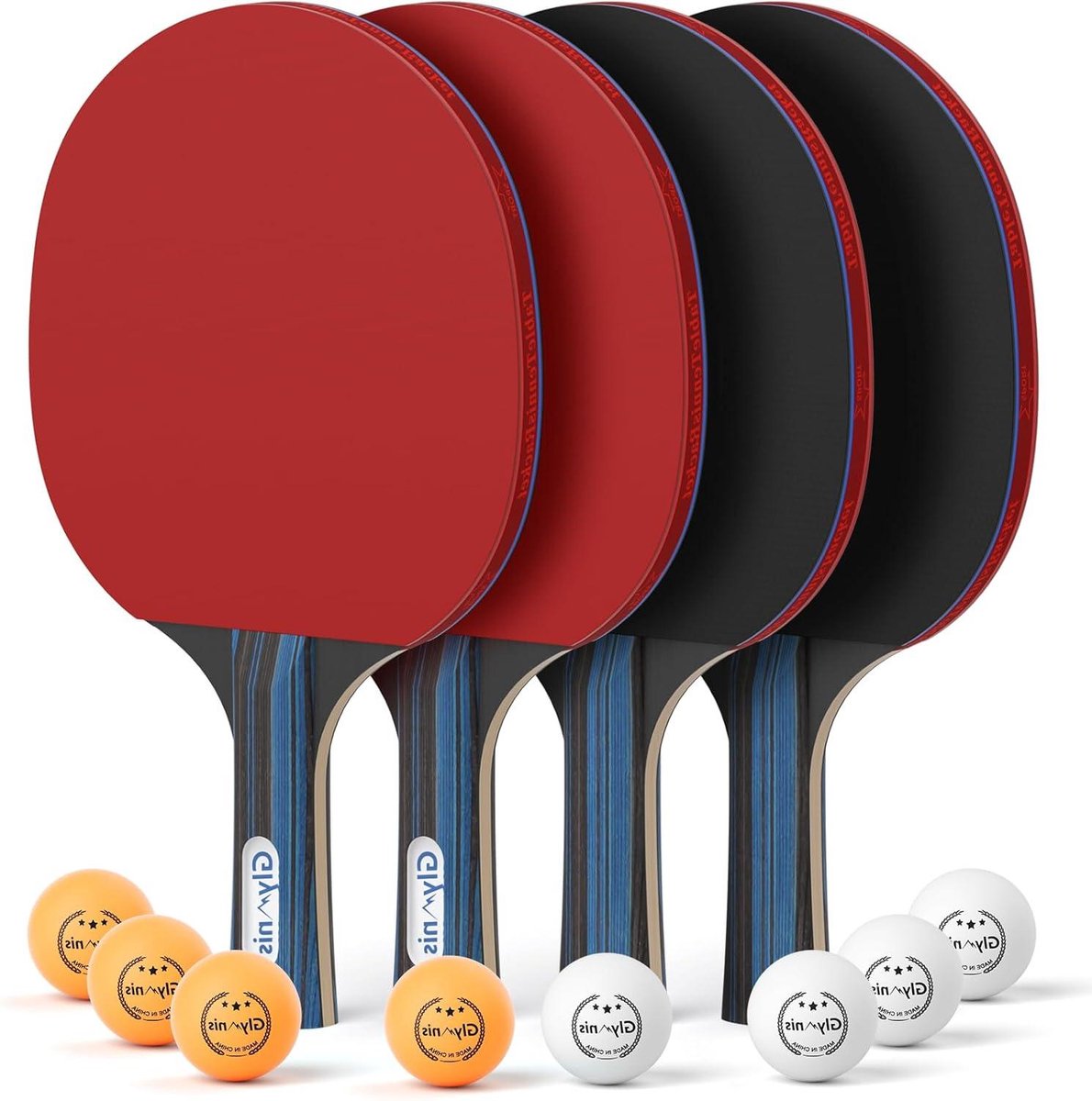 Tafeltennisset - Pingpong set - Sporten thuis - Walnoothout - Standaard formaat - Rood-zwart