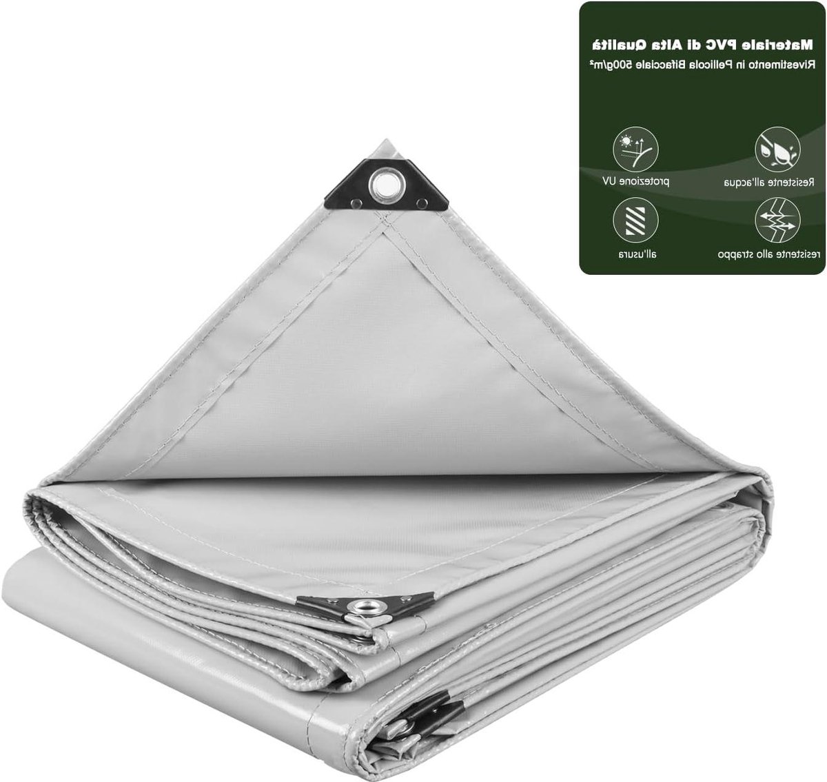 Waterproof PVC Zeil - Afdekzeil Boot Zeil - Bescherming Buiten - Scheurvast 500 g/m² - 3 x 4 m - Donkergrijs
