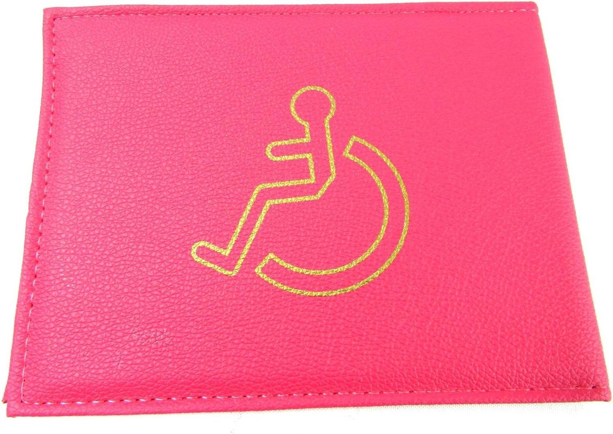 Badgehouder Gehandicapten - Kaarthouder Rolstoel - Toegankelijkheid Tonen - Zichtbaar Houder - 16.5 x 13.5 cm - Roze