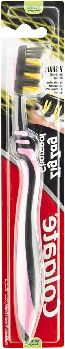 Zig Zag Houtskool Tandenborstel - Houtskool Tandenborstel - Mondhygiëne Verbeteren - Zig Zag Borsteltechnologie - 20 cm - Zwart