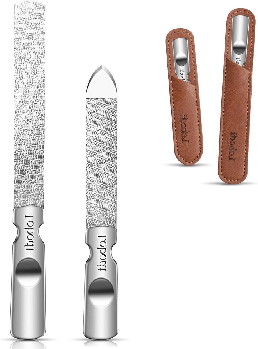 Nagelvijl Set - Metaal Vijl - Nagels Verzorgen - Dubbelzijdig Ontwerp - 2 Stuks - Zilver