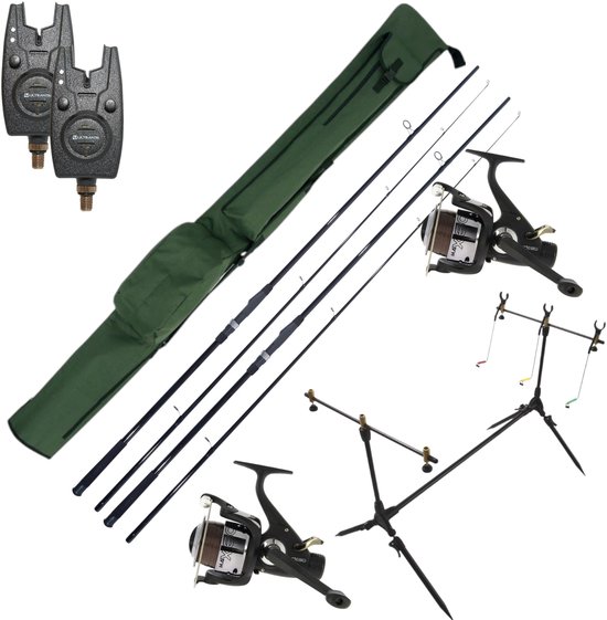 Ultimate Session Carp Set avec cannes, moulinets, détecteurs de touche, rod pod et fourreau ! - Ensemble Carpe