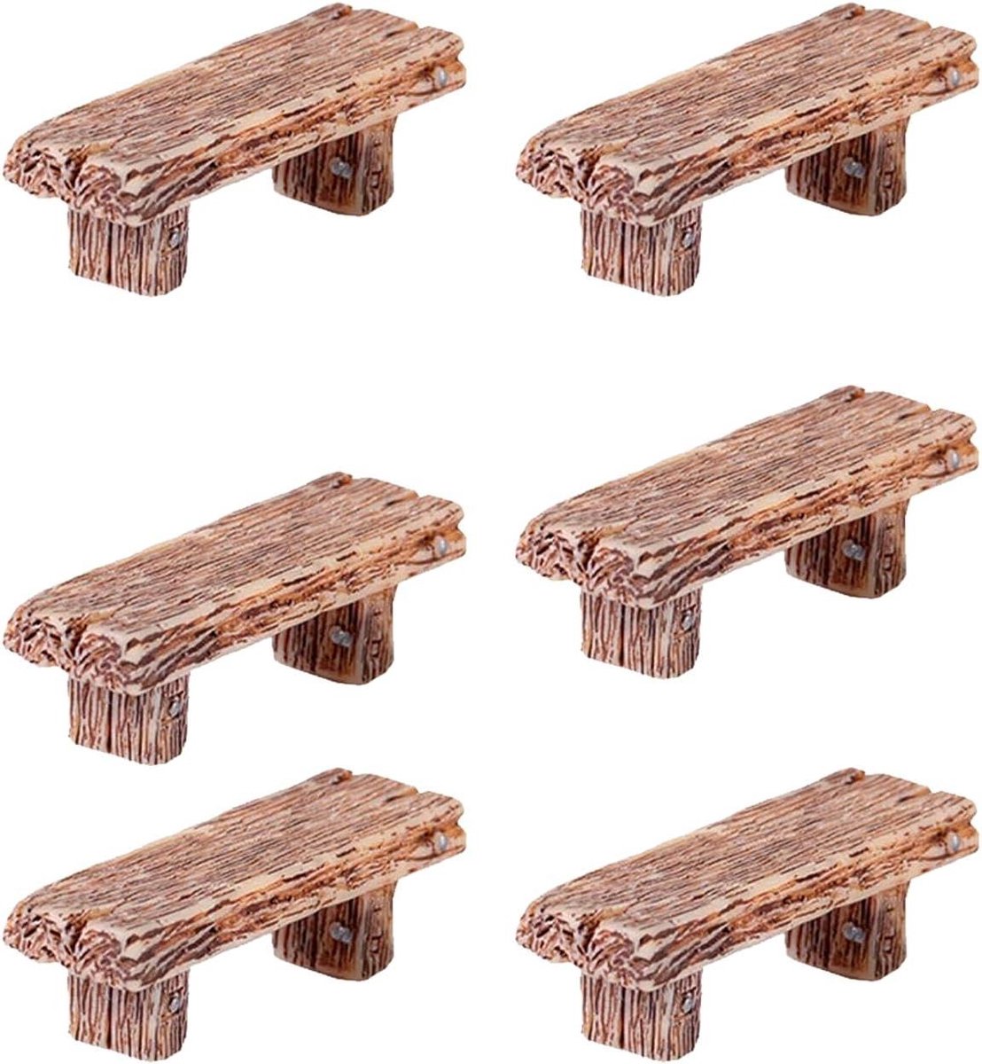 Miniatuur Tuinbanken - Poppenhuis Bankjes - Sprookjeslandschap Maken - Retro Vintage Design - 6 Stuks - Lichtgeel