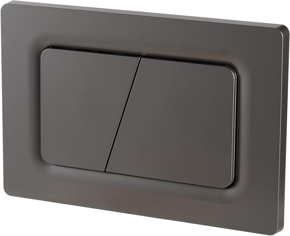 Bedieningsplaat WC Reservoir - Spoelknop Toilet - Toilet Onderhoud - Vervangbaar Veermechanisme - 24.6 x 16.4 cm - Donkergrijs Mat