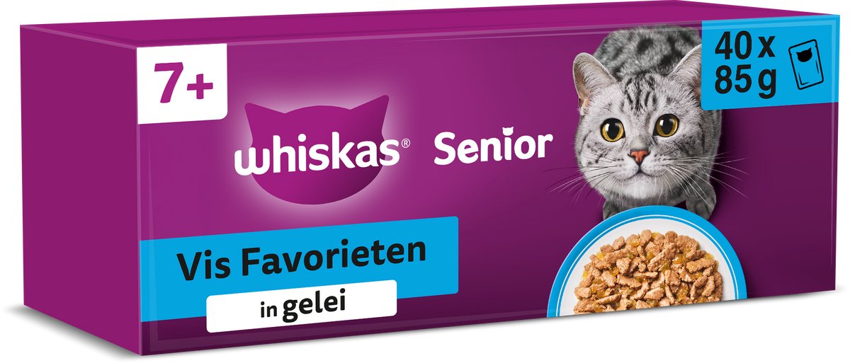 Bol.com Whiskas Kattenvoer - Senior 7+ - Vis Selectie in gelei - 40x85g aanbieding