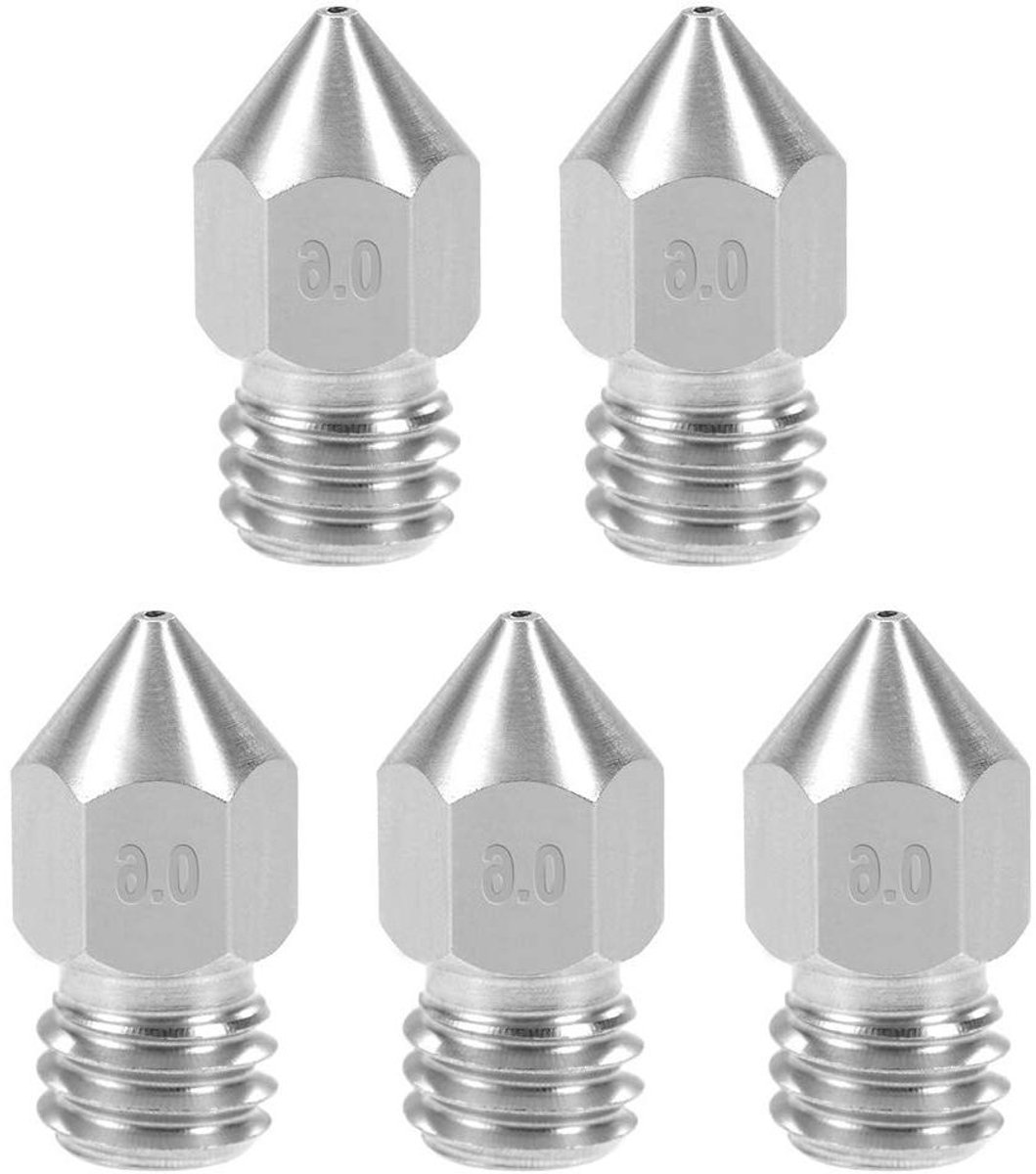 3D-printer mondstuk - Extruder onderdelen - Precisie printen - Roestvrij staal - 06 mm - Zilverkleurig
