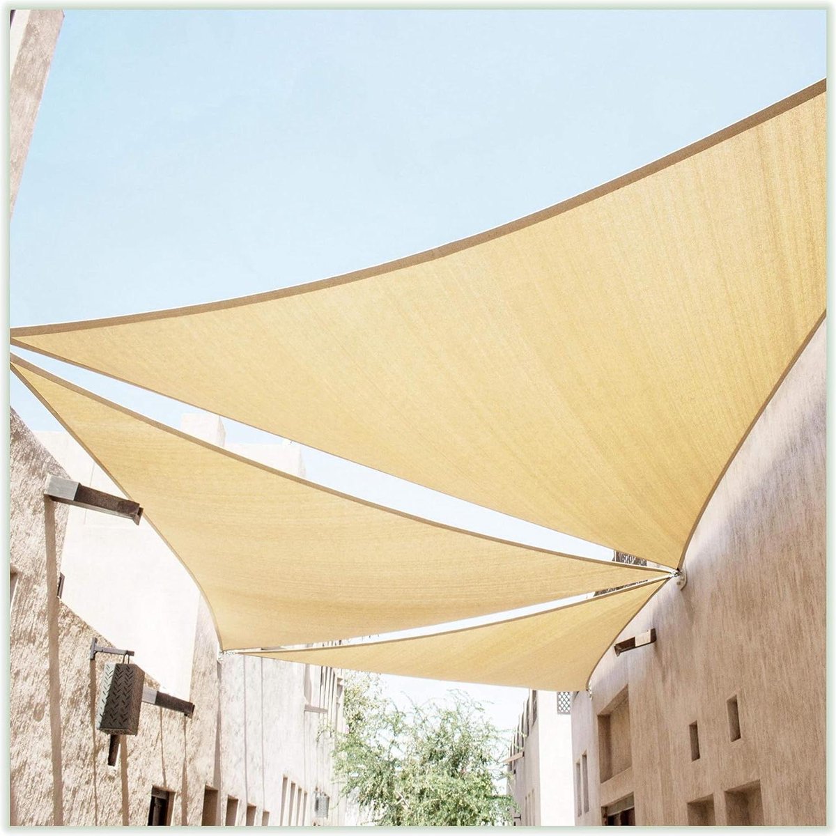 Zonnezeil Driehoek - Schaduwdoek Terras - Buiten Leven - UV Bestendig - 37 x 37 m - Beige