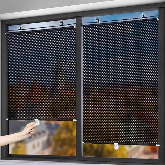 Lot de 2 stores enrouleurs de 40 x 60 cm avec ventouses pour protection solaire, stores occultants sans perçage, rideaux de fenêtre portables avec ventouses, rideaux thermiques pour cuisine, bureau, salon, voiture | Cyslmuk®