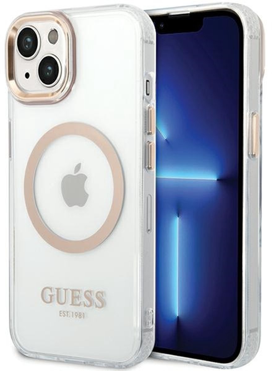 Guess Hard Case Voor Iphone 15 Plus 14 Plus 6.7 Metalen Outline