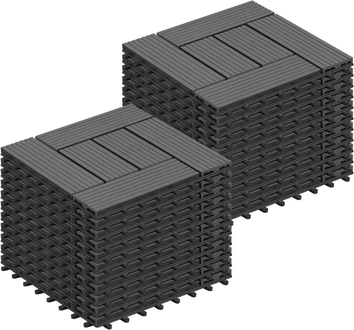 WPC Terrastegels - Kliktegels Balkon - Buiten Vloeren - Antislip Drainage - 2 m² - Grijs