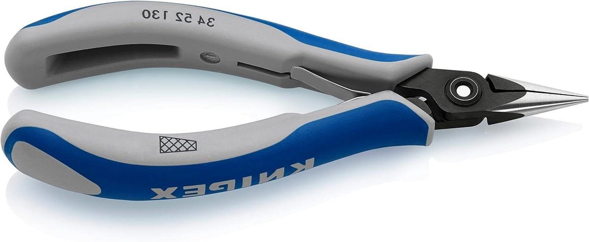 Precisie elektronica tang - Fijne mechanica tang - Fijne montagewerkzaamheden - Elektrisch afleidend - 130 mm - Blauw/Grijs