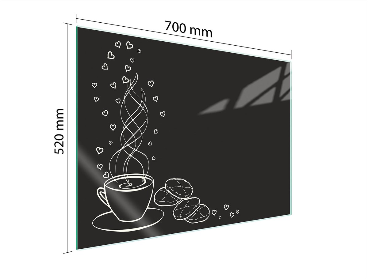 TMK ArtDeko - Serie - Beschermplaat Voor Fornuis - Gehard Glas - 70x52cm - Verstelbaar