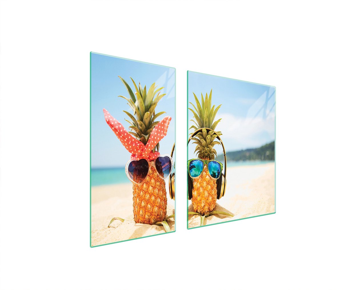 TMK ArtDeko Ananas - Glazen Beschermplaat - 90x52 cm - Gehard Glas