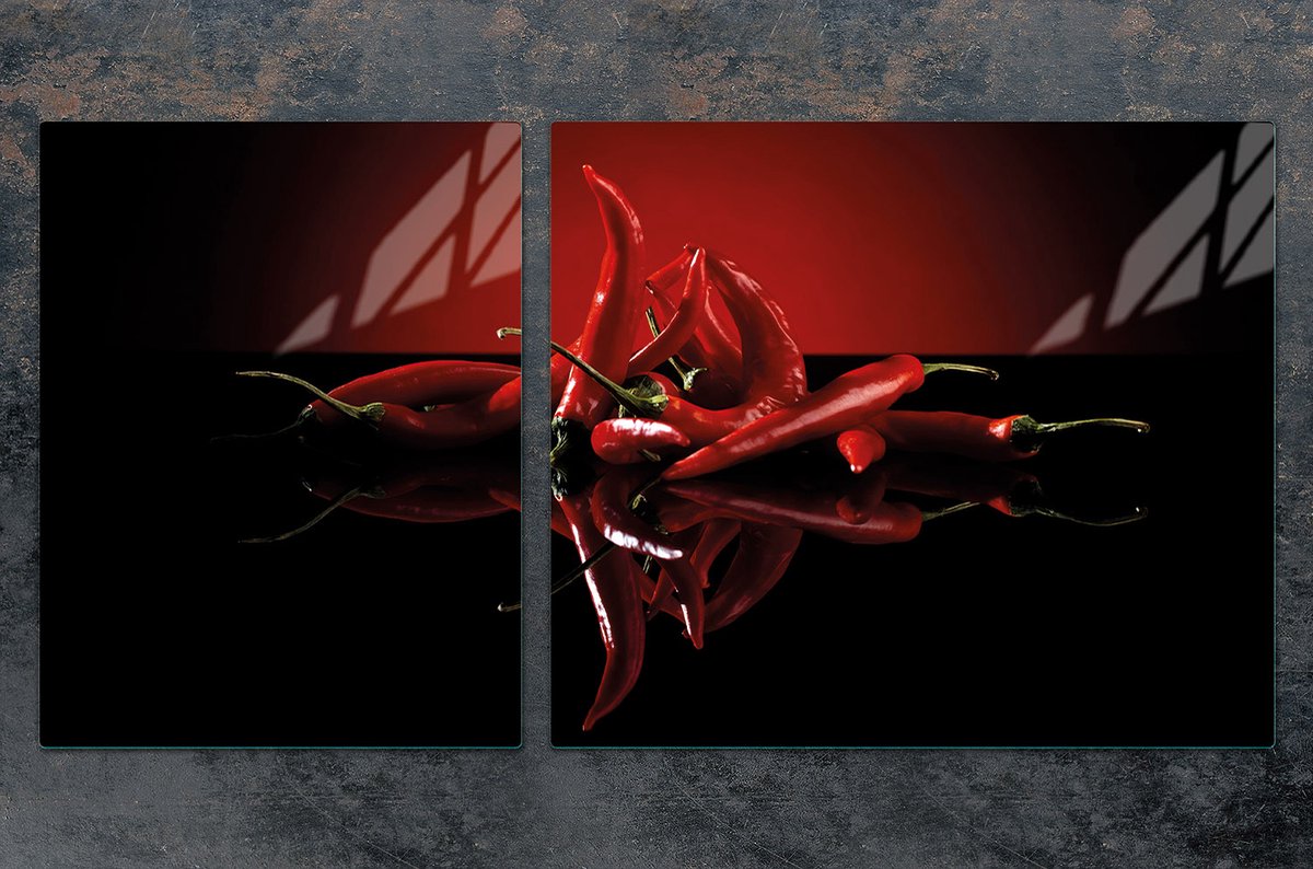 TMK ArtDeko - Snijplank - 100x52 cm - Chilli Kleur - Geharde Glas
