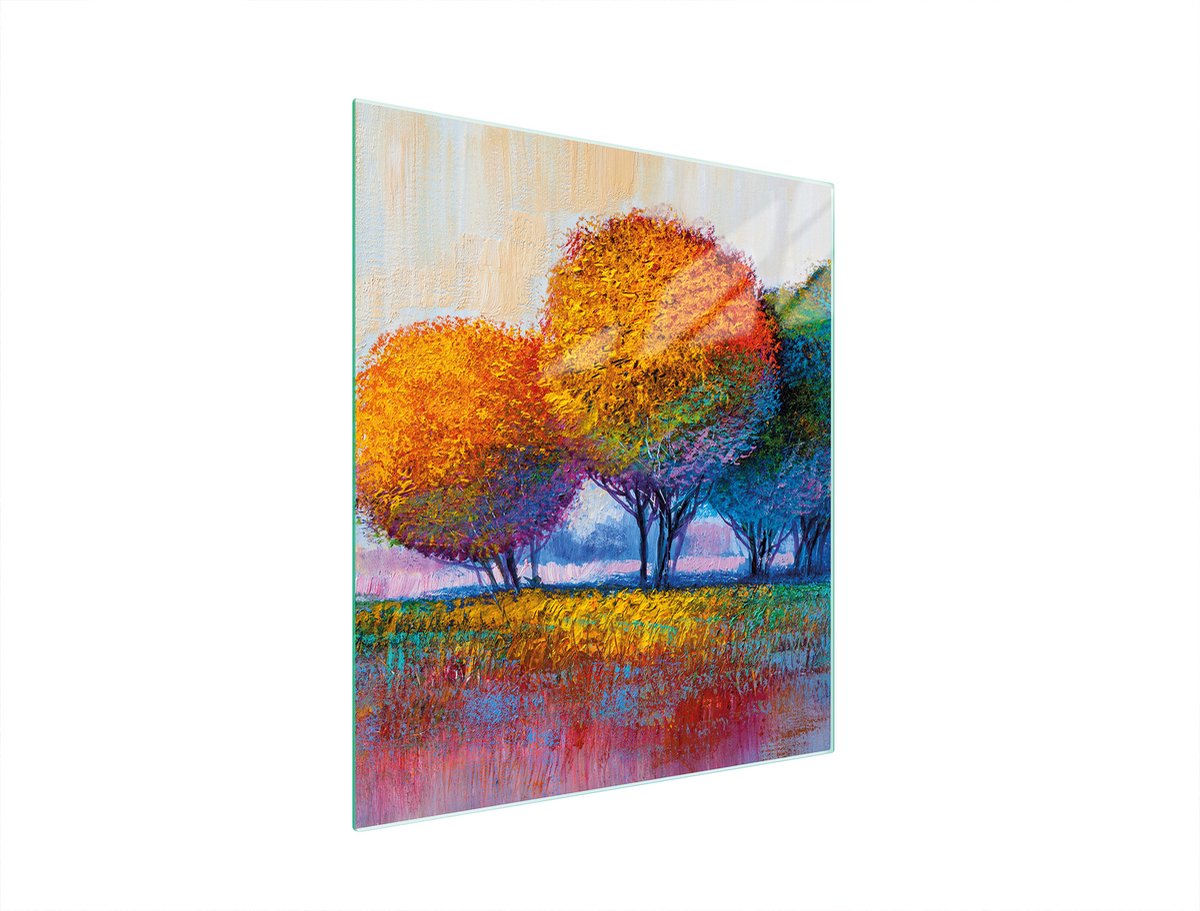 TMK ArtDeko - Snijplank van Glas - 45x52 cm - Hartvormig - Motief Bomen