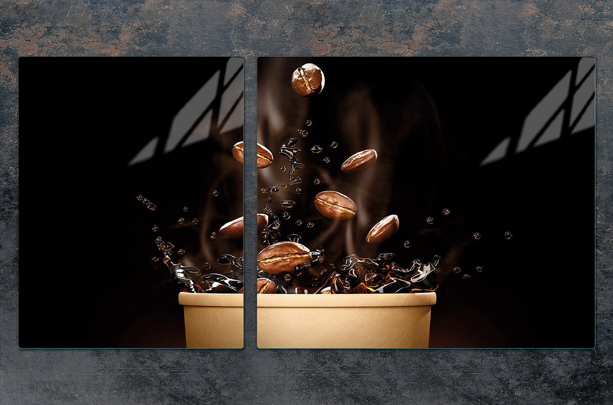 TMK ArtDeko - Snijplank van gehard glas - 100x52 cm - Koffieontwerp