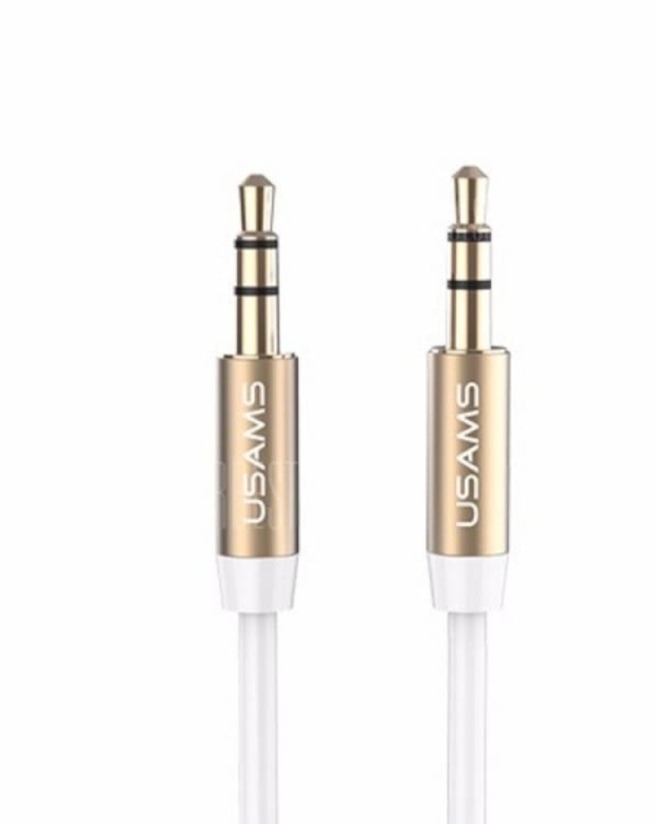 USAMS AUX Cable 1m AUX (3.5mm Male) - Wit/Goud
