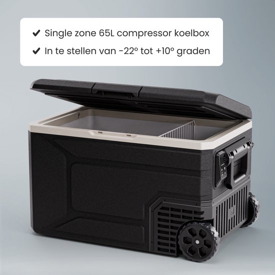Auronic Elektrische Koelbox - Compressor - 64L - 12V en 240 volt - Camping Koelkast - Frigobox Auto - Met Wielen en Hendel - Zwart van Auronic — afbeelding 3