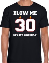 30 jaar cadeau t-shirt blow me its my birthday - zwart - heren - 30e verjaardag kado S