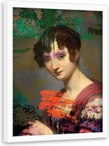 Foto in frame , Artistieke Vrouw ,Historisch Tafereel ,70x100cm , Multikleur , wanddecoratie